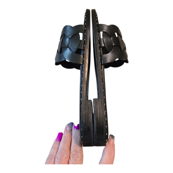 Chelsea Crew Tracy Studded Flats Womens Size 6 Black Open Toe Casual Office - Picture 7 of 11